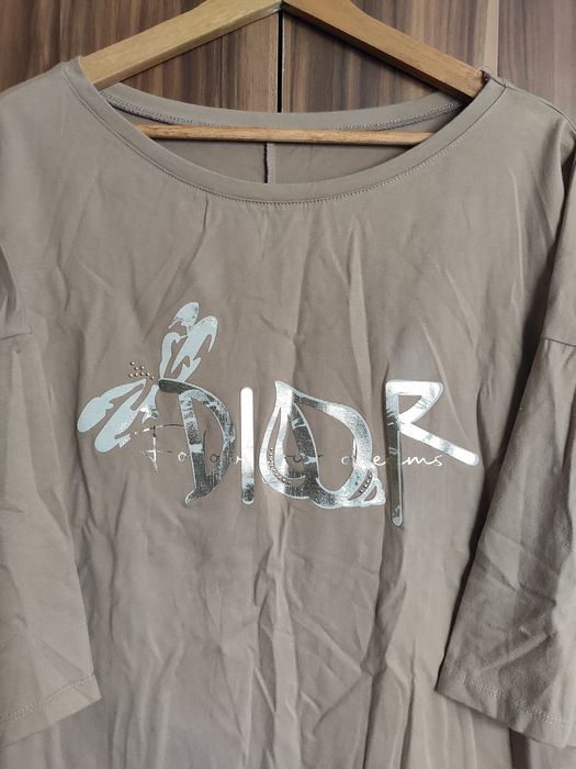 Bluzka bawełniana DIOR rękaw 3/4 oversize