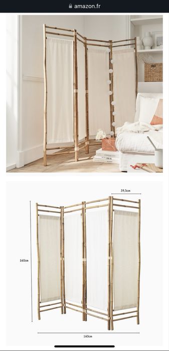 Biombo em bambu - 4 painéis (novo)