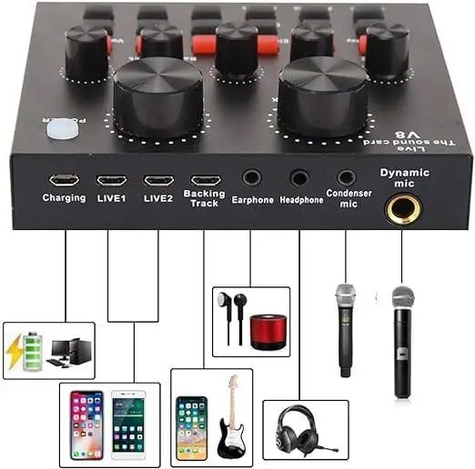 Мікрофон + Навушники Professional Condenser Microphone Sound CardSet зі звуковою картою