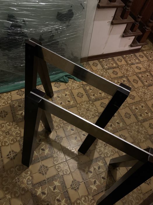 Mesa Secretária de Designer Francês Habitat "Archi" (Tréteaux) – Edição Vintage em Wengé e Aço Escovado (160cmx81)