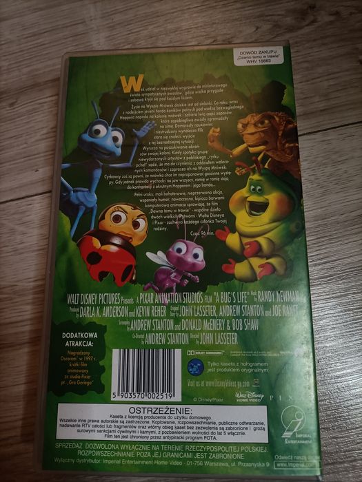 Kaseta VHS Dawno temu w trawie Disney Pixar