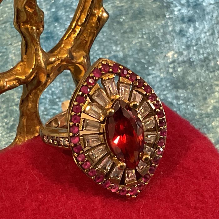 Anel senhora prata 925 com banho ouro t,17 m