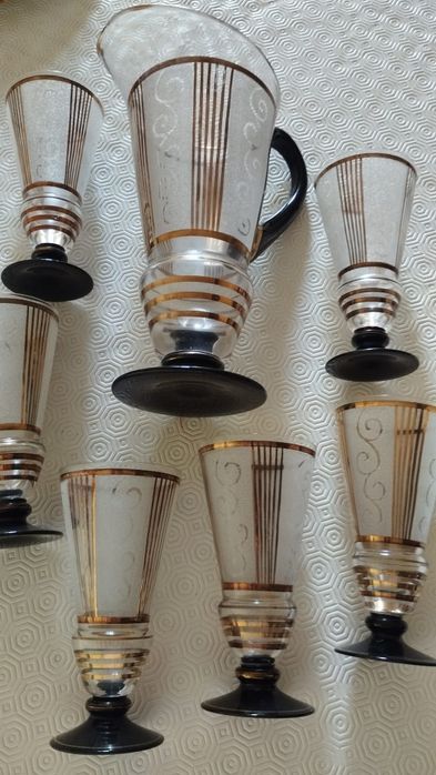 Conjunto de jarra e seis copos de cristal novos. Em Lisboa entrego em