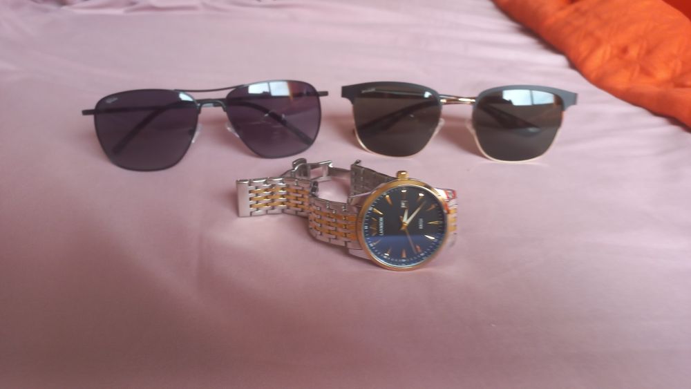 Óculos Sol e Relógio Aço Inoxidável