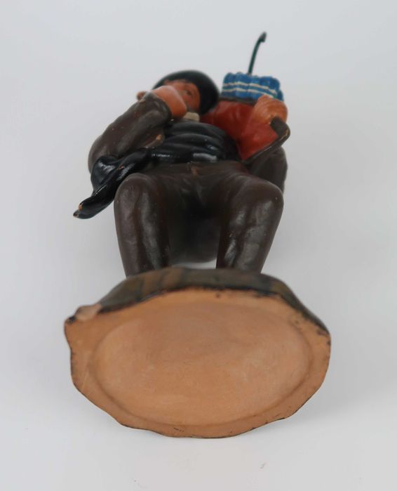 Paliteiro Zé Povinho com guarda chuva em faiança das Caldas (raro)