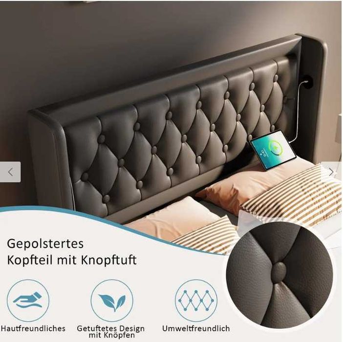 (NOVO)NA CAIXA! Cama Casal 140x200cm Com Baú Hidráulico e Cabeceira.