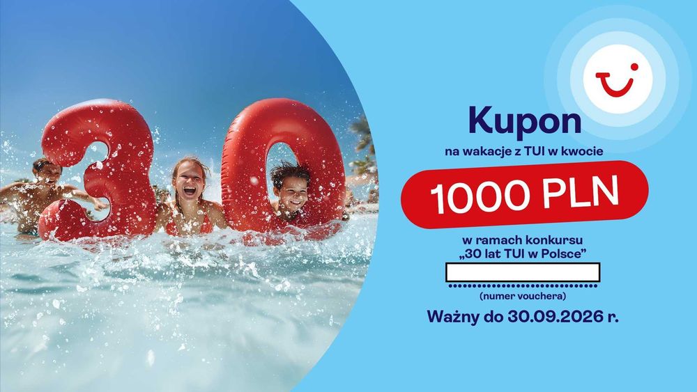 Voucher / Karta podarunkowa TUI 1000 zł – Ważny do 30.09