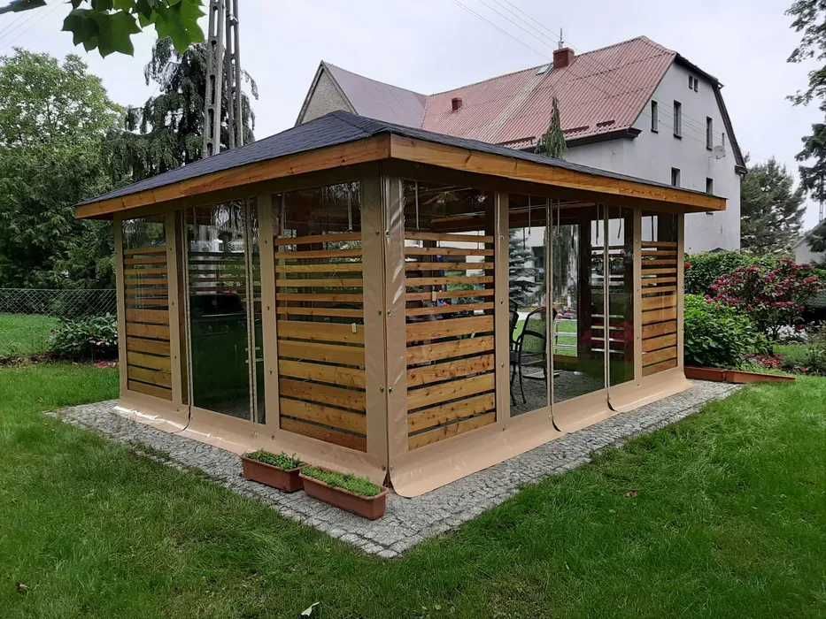 Zabudowy tarasu, plandeki, altany, folie tarasowe.