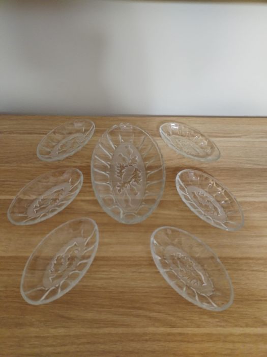 Szklane półmiski śledziówki "OSTY" HSG Ząbkowice Vintage