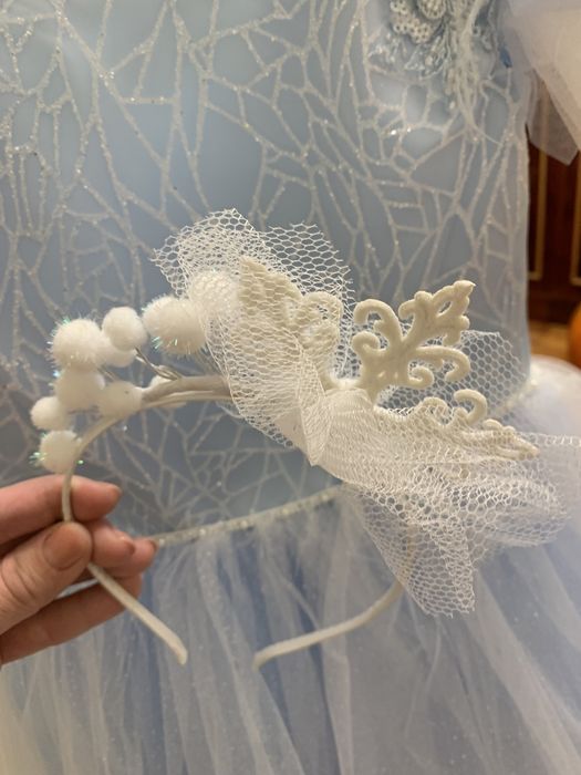 4в1 Плаття+обруч,рукавиці+кільця сніжинка,зима,нарядне