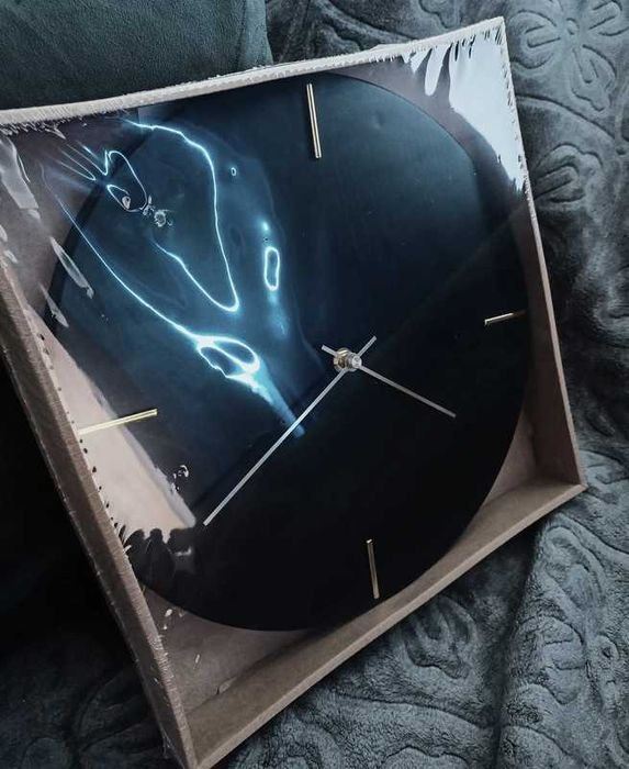 Nowoczesny cichy zegar ścienny 30cm zegar na ścianę czarny do kuchni