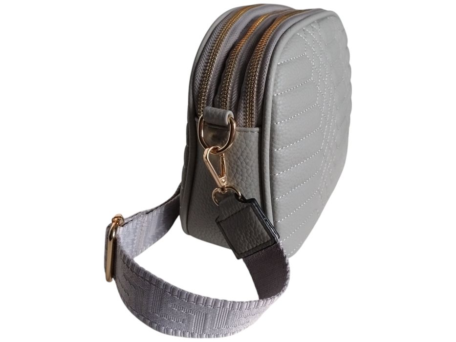 Torebka Damska Pikowana, Mała Listonoszka Na Ramię Szara, Miejski