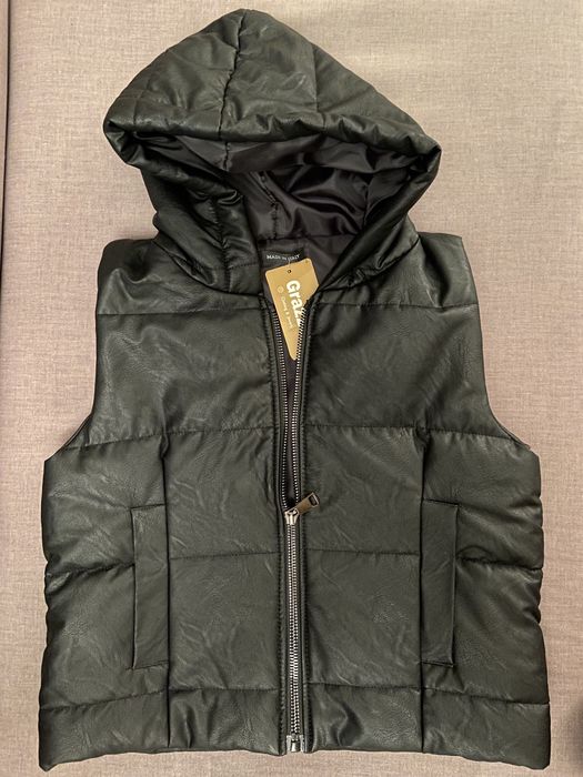 Black Synthetic Leather Vest