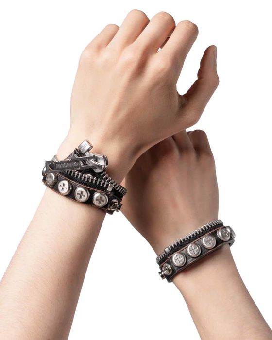 аксесуар від рейсер браслет з реальної шкіри  SPLIT BUTTON BRACELET