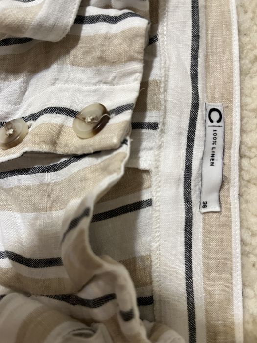 Szorty w paski Cubus r. S len 100% wysoki stan