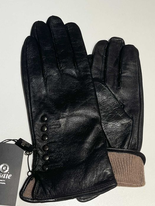 Перчатки, рукавички жіночі Eisaie натуральна шкіра чорні