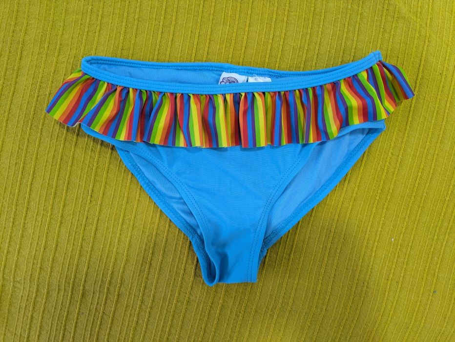 Cueca de Biquíni Menina Azul com Folhos, 5/6 anos