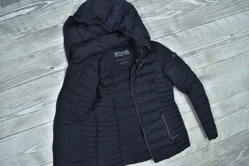 Michael Kors Granatowa Pikowana Ocieplana Puchem Kurtka Damska Xs