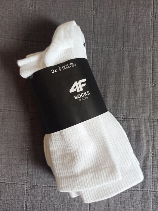 Nowe! 3 pack skarpety męskie 4f  białe 43-46