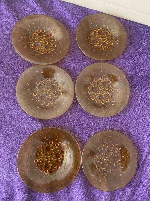 Talerzyki deserowe Asteroid z huty szkła Ząbkowice