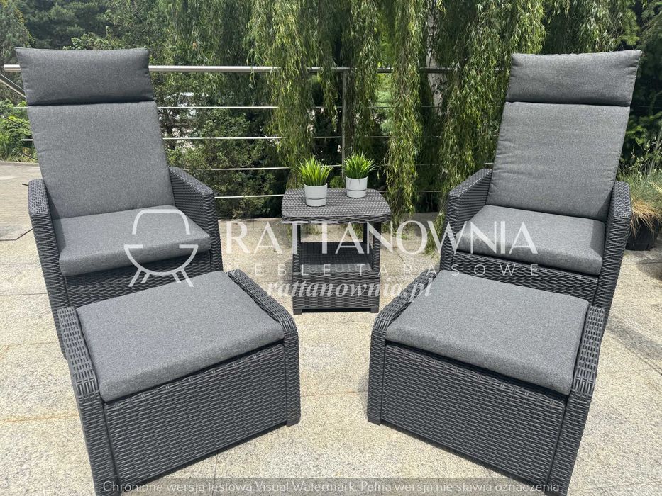 Zestaw Rozkładanych Foteli Wypoczynkowych Taras/Ogród Z Podnóżkami