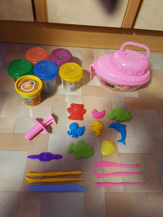 Набор для лепки из теста, формочки, баночки для хранения