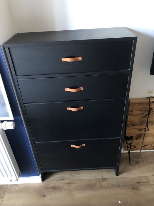 Szafka na buty/komoda drewniana czarna w stylu loft