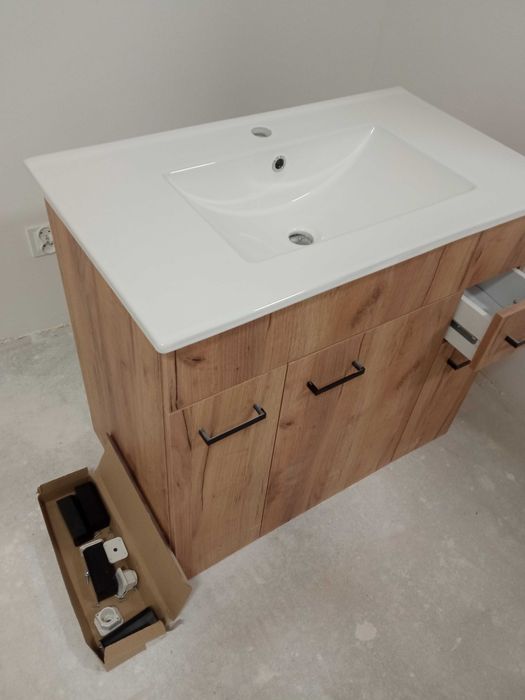 Szafka Dąb Craft Łazienkowa z Umywalką 80 x 47 drzwi szuflada