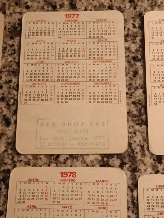 Lote de seis calendários eróticos anos 70