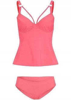 B.P.C tankini różowe neonowe z figami ^44 (85D)