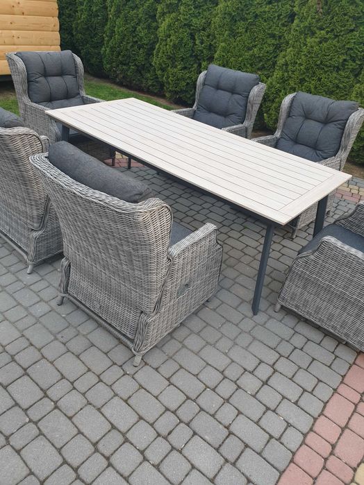Duży komplet mebli tarasowych stół + 6 krzeseł