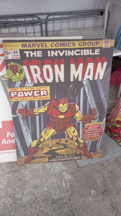 Quadro tela iron man em bom estado