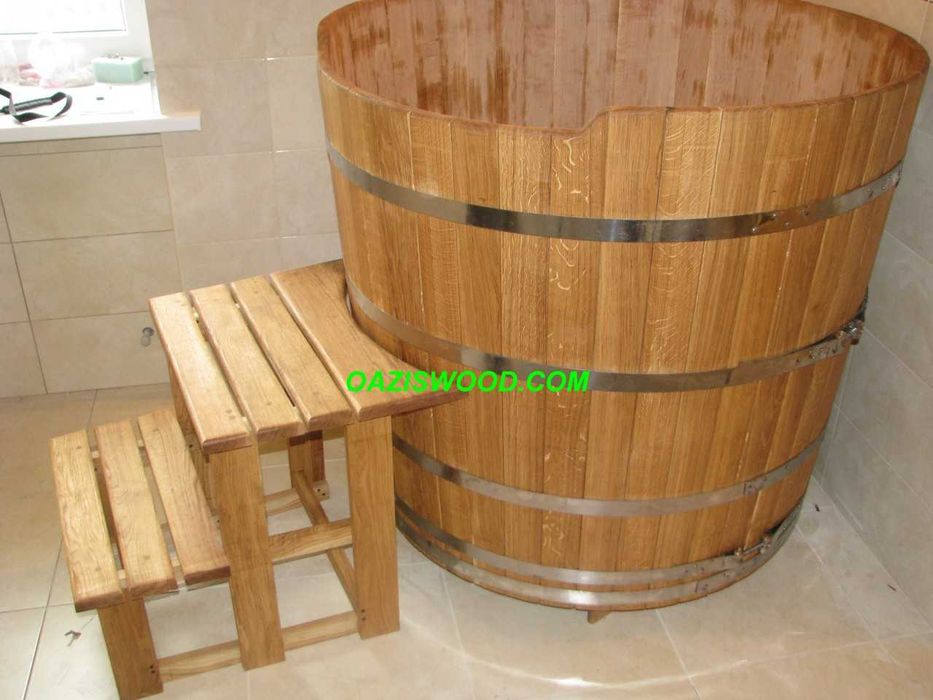 Купель кругла для лазні та сауни з дуба. купель деревянная