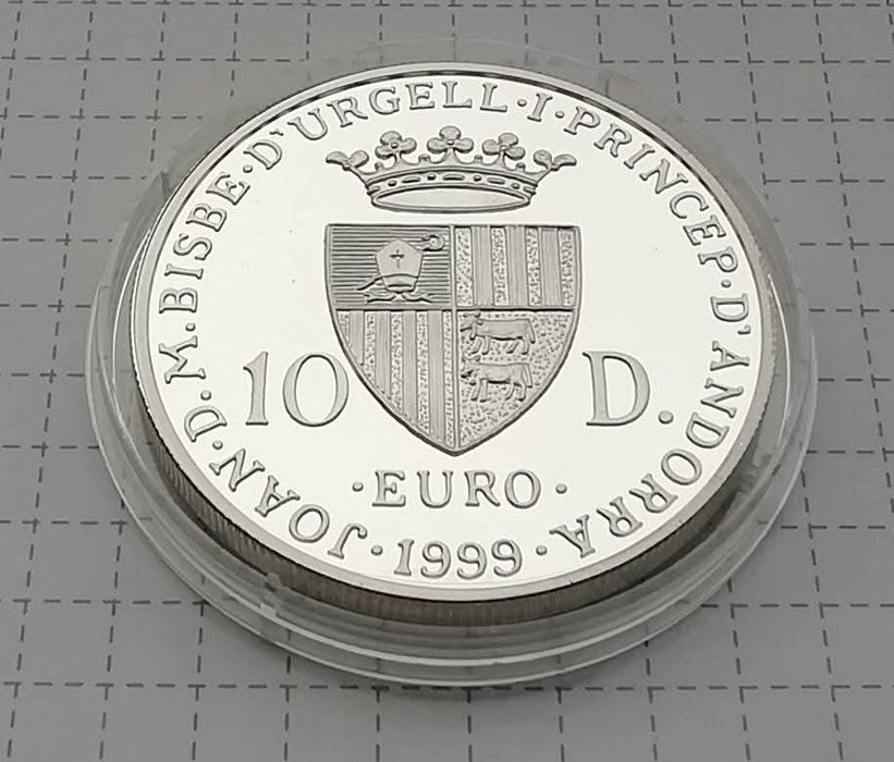 Андорра 10 дінерів 1999р. СРІБЛО. ПРУФ. 50р. - Європейська рада.