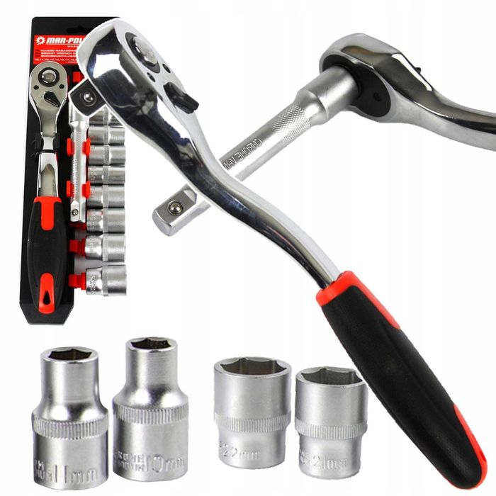 Набір ключів 1/4" 12шт 10-22мм Mar-Pol M58204 тришітка, трещетка