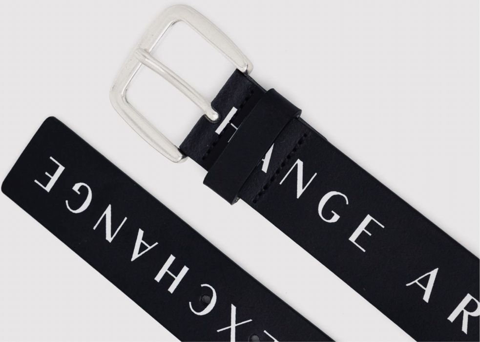 Pasek skóra Armani Exchange, unisex, czarny, logo 75 i 95 cm