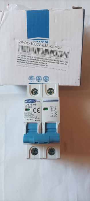 TOMZN,Двухполюсный автомат 1000v (DC) 63 A,для СЭС