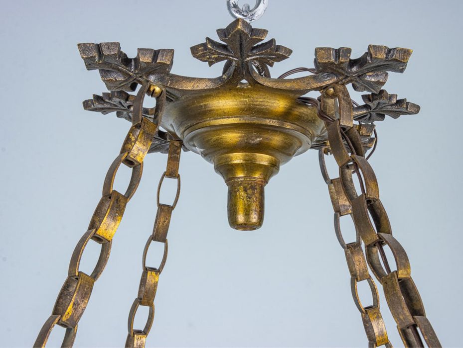 Антикварний бронзовий ліхтар з вітражами