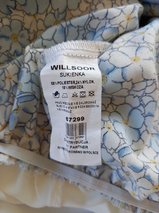 Elegancka sukienka WILLSOOR S plisowana kwiaty + złoty pasek Parfois
