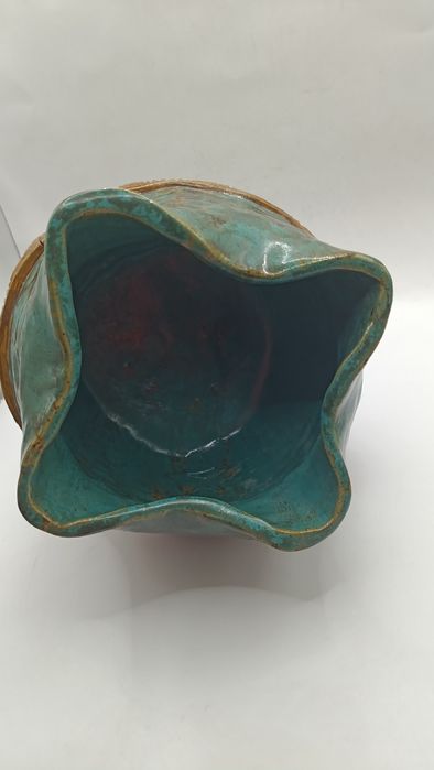 Ceramiczny wazon artystyczny szmaragdowy