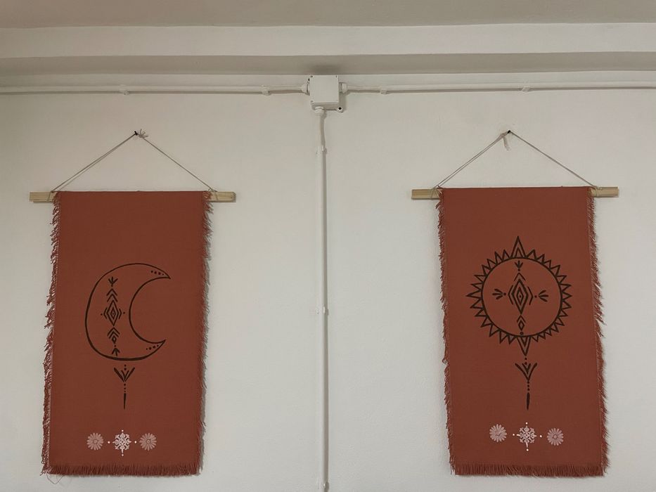 Painéis de Tapeçaria Sol e Lua – Decoração Boho