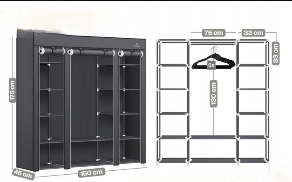 Szafa materialowa, tekstylna KESSER 150x45x175cm