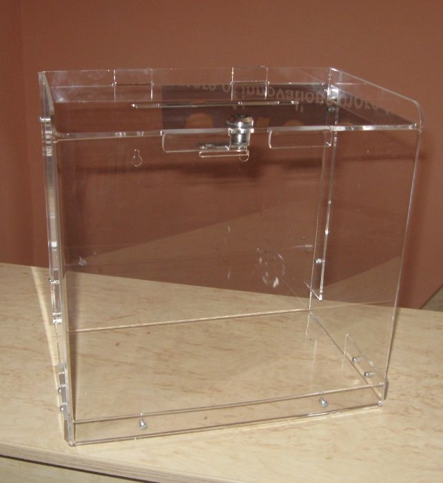 Коробка для сбора денег, бокс пластиковый, прозрачная коробка на замке