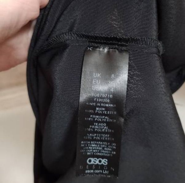 (36/S) ASOS Design) Czarna Halka pod sukienkę z Londynu