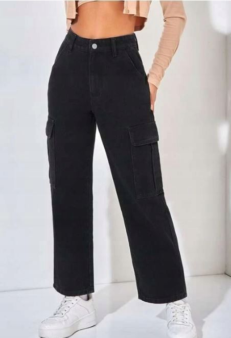 Shein jeansy dla niskich kobiet czarne s vźr