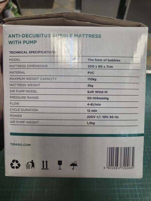 Materac przeciwodleżynowy z kompersorem