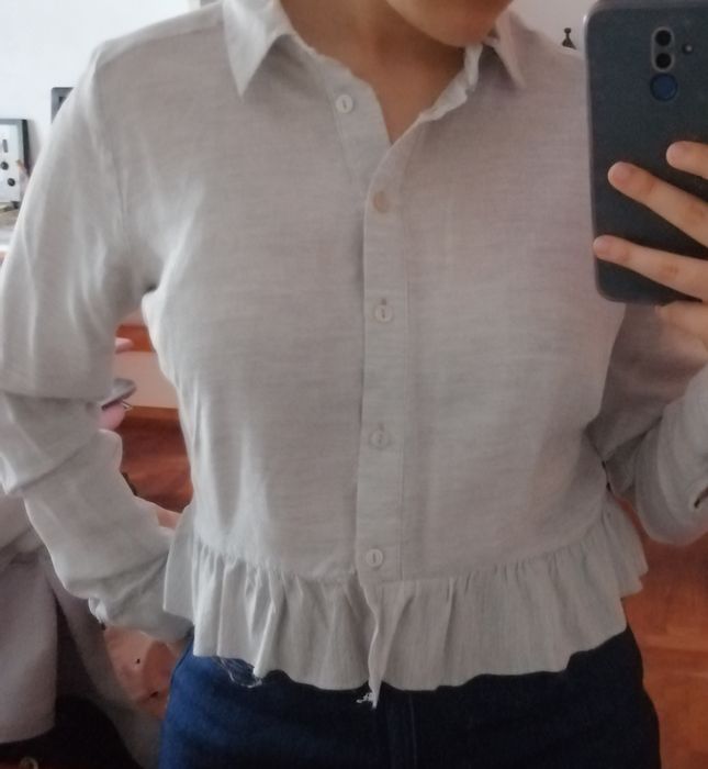 Camisa curta com folho cinza (Primark/Atmosphere) - ENVIO GRÁTIS