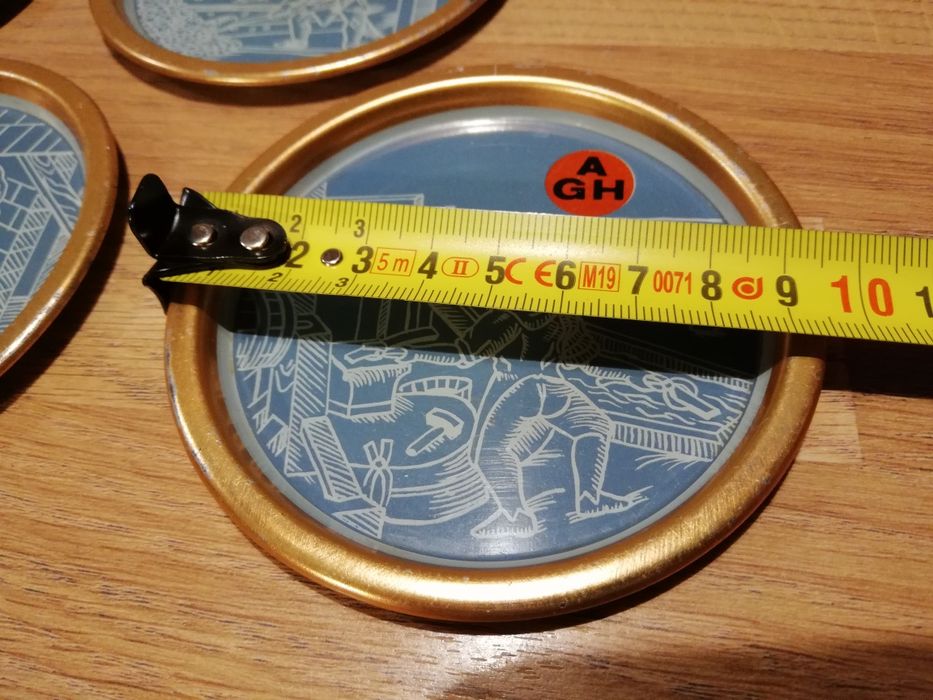 podkładki prl metalowe AGH pod napoje 6szt