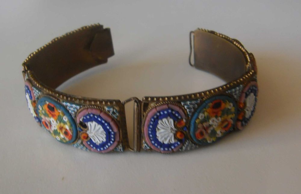 RARA! INVULGAR! Pulseira Antiga feita à mão em micromosaico italiano