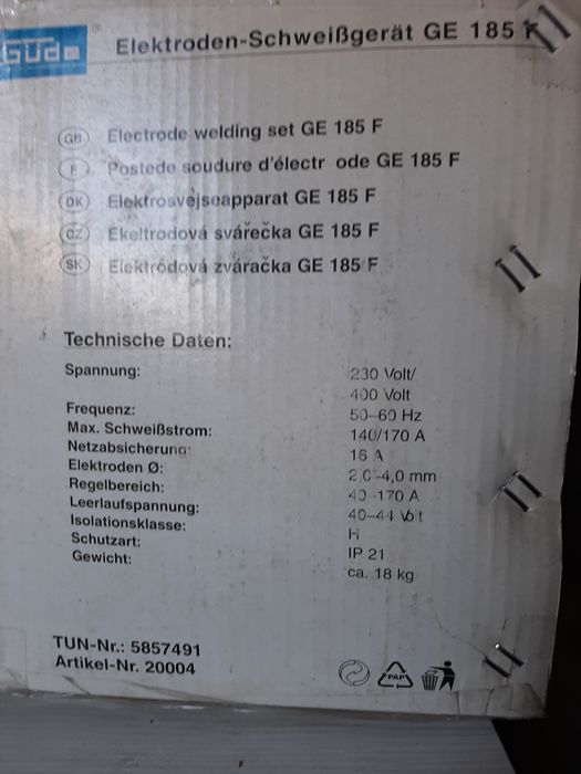 Nowa niemiecka spawarka Gude 185 na 230 i 400 Volt